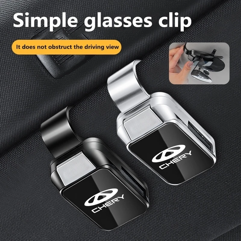 Car Sun Visor Glasses Clips For CHERY TIGGO 3x 4 5x 7Pro TIGGO8 PLUS Arrizo 2024 One-hand Pressing Eyeglasses Holder Storage