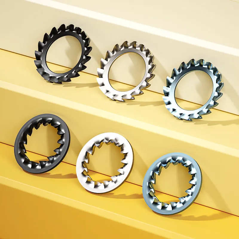 65 Manganese Steel Outer Serrated Lock Washer 304 Stainless Steel Inner Serrated Stop Washer Locking Washer M3-M24