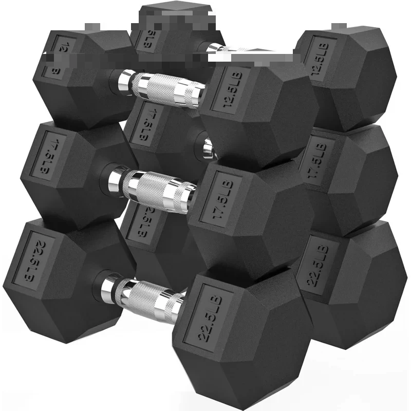 

AQpapababe Rubber Encased Hex Dumbbell Free Weights Dumbbells Home Weight Set No Rack