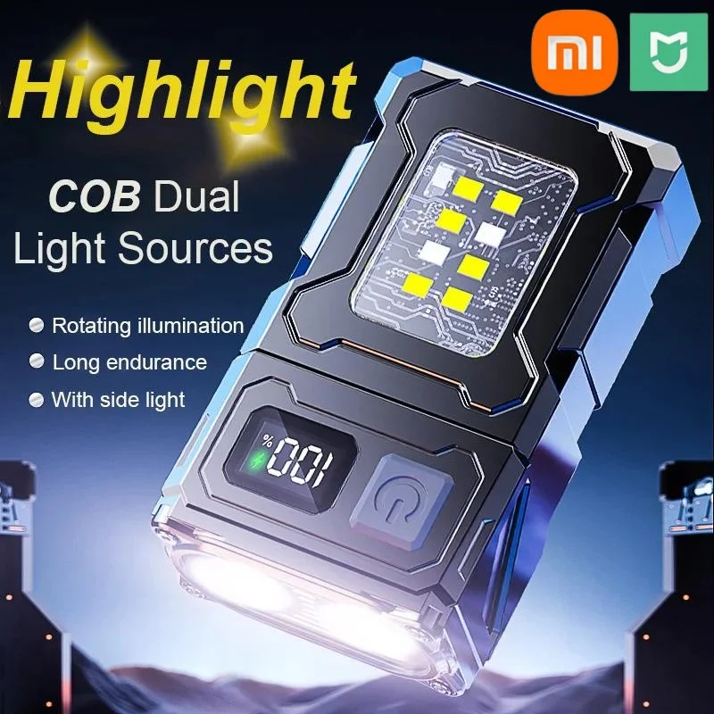 Xiaomi MIJIA Multifunctional COB Flashlight Ajustable Angle LED Outdoor Torch Portable Keychain Light Magnetic Camping Warn Lamp