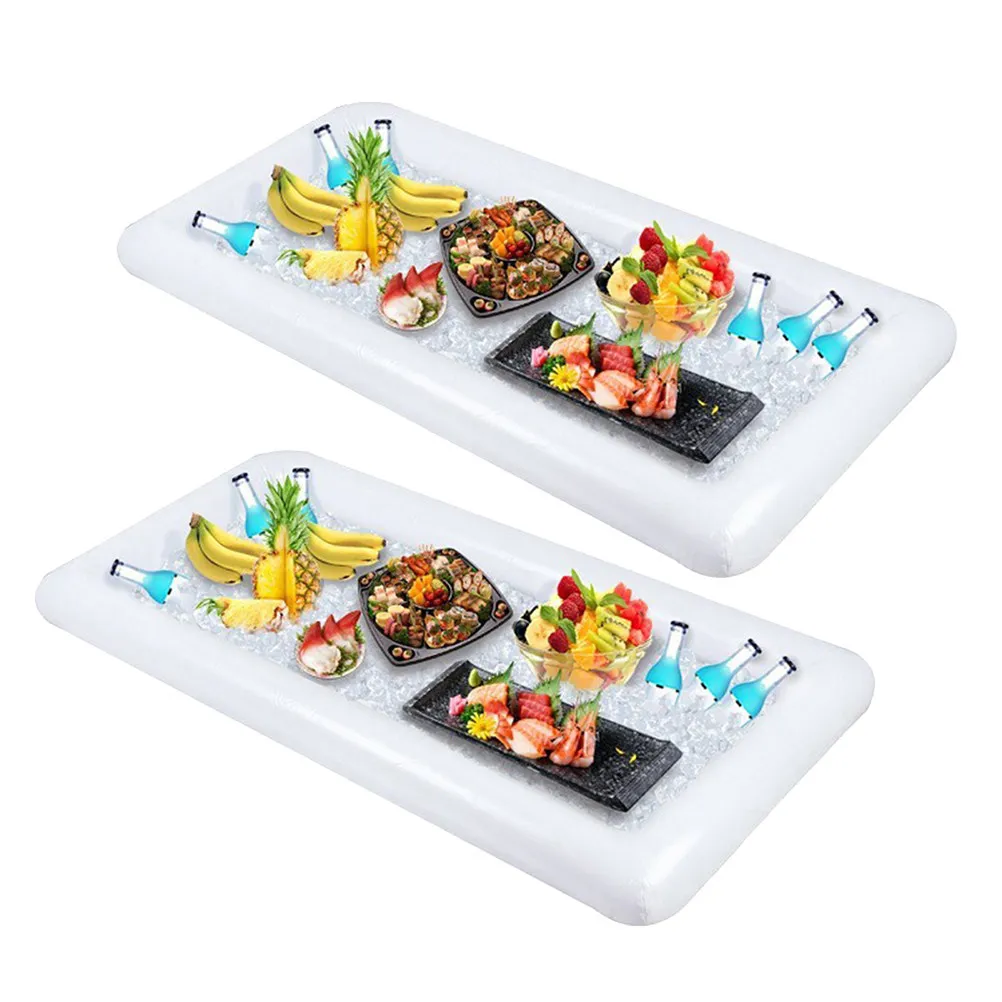 2er-Set aufblasbare PVC-Getränkehalter, schwimmende Eiskühler für Poolpartys, Camping, Buffet, Salatteller, aufblasbare Untersetzer für Becher und Schalen