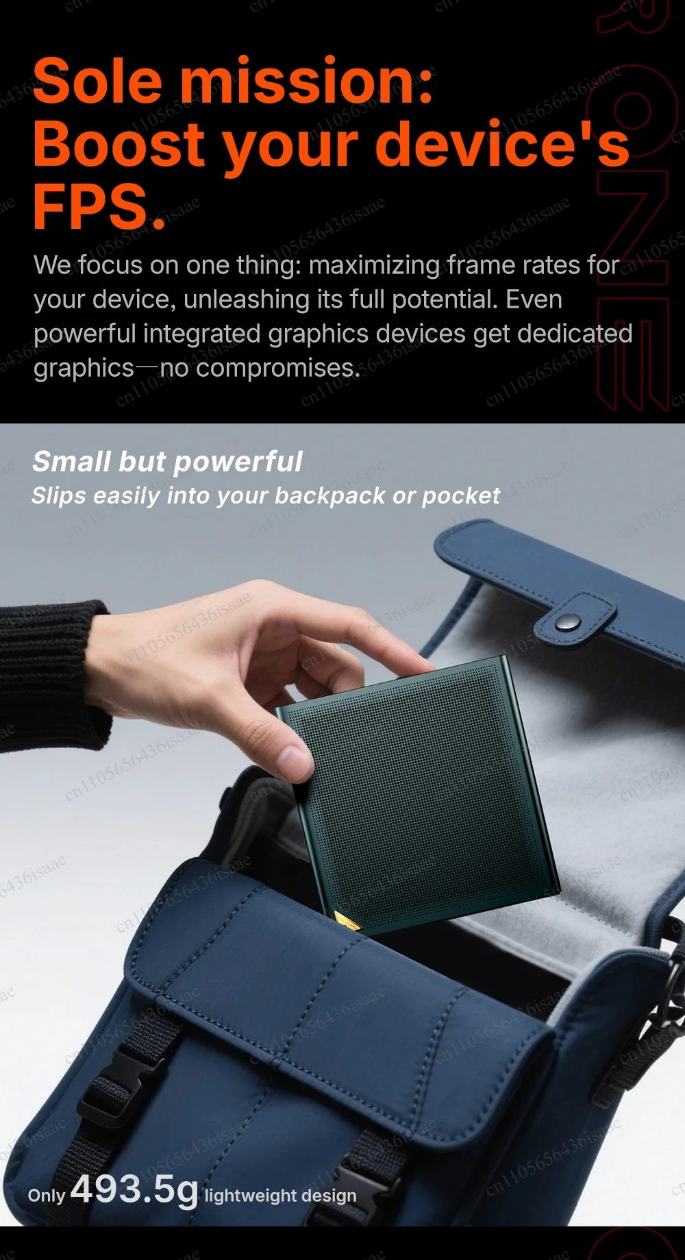 OneXGPU Lite Portable eGPU Docking Station, OCuLink & USB4 Plug and Play, for AAA Gaming