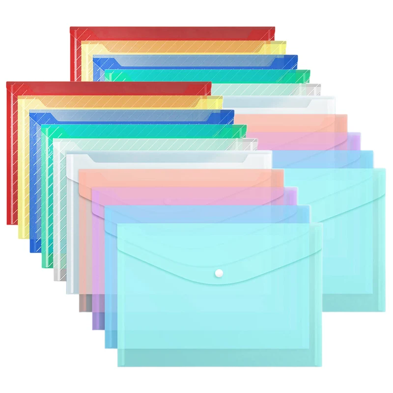 5/10pcs A4 File Bags Transparent Plastic Large-capacity Waterproof Snap-on Type Test Paper Storage Supplies for Archives TMZ