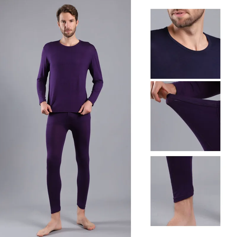 Men\'s Thin Modal Thermal Underwear Sets, Long Johns Suits, O-NeckTops and Pants, High Quality, Plus Size, 7XL