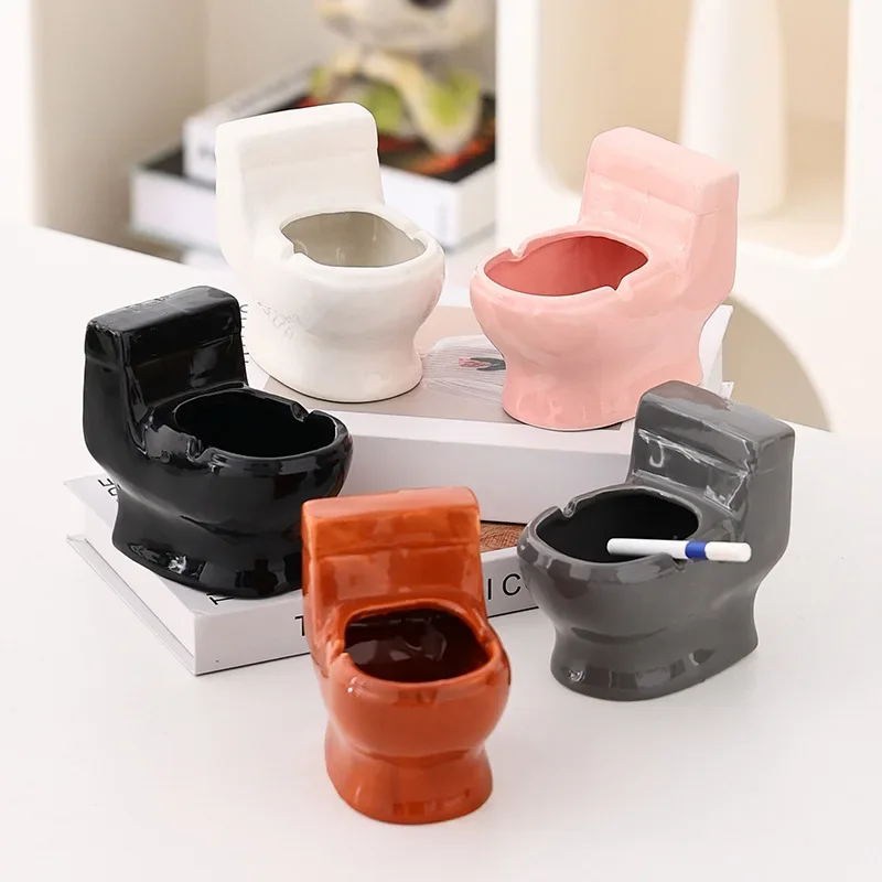 Creative Ceramic Toilet Ashtray Storage Cigarette Case Home Decoration Accessories Suitable Home Office  Ashtray Incense Holder