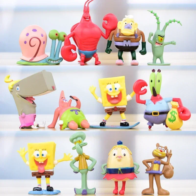 SpongeBobs Squarepants Plankton Patrick Stars Eugene H Krabs SquidwardTentacles Action Figure Pineapple House Model Toy Kid Gift