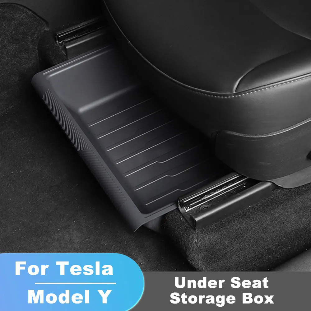 

For Tesla Model Y 2020-2023 Under Seat Storage Box Car Rear Seat Storage Box Organizer Tray for Model Y Accessories