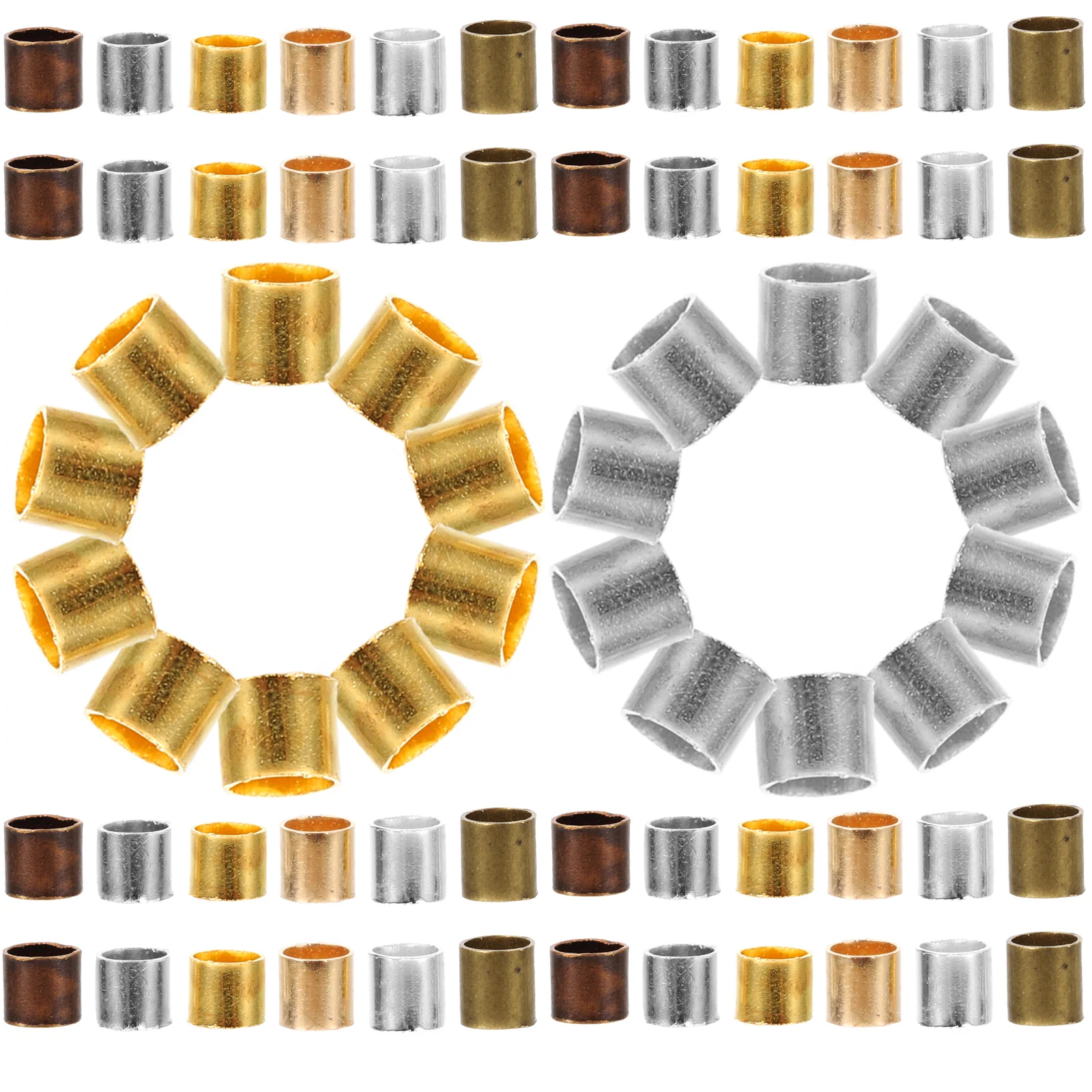 

2500pcs Beaded Fixing Tube Crimping Spacer Brass Beads for Necklace Bracelet DIY Jewelry Making Crafts Supplies