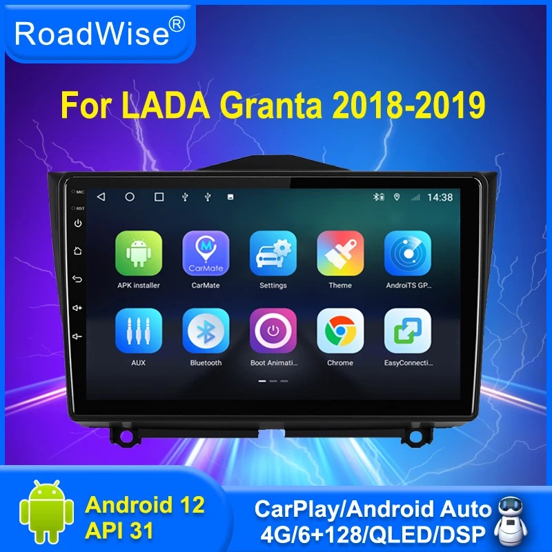 

Автомагнитола Roadwise 8 + 256 Android 12 для LADA Granda 2018 2019 мультимедийный Carplay 4G Wifi GPS DSP IPS DVD 2 Din Авторадио Стерео