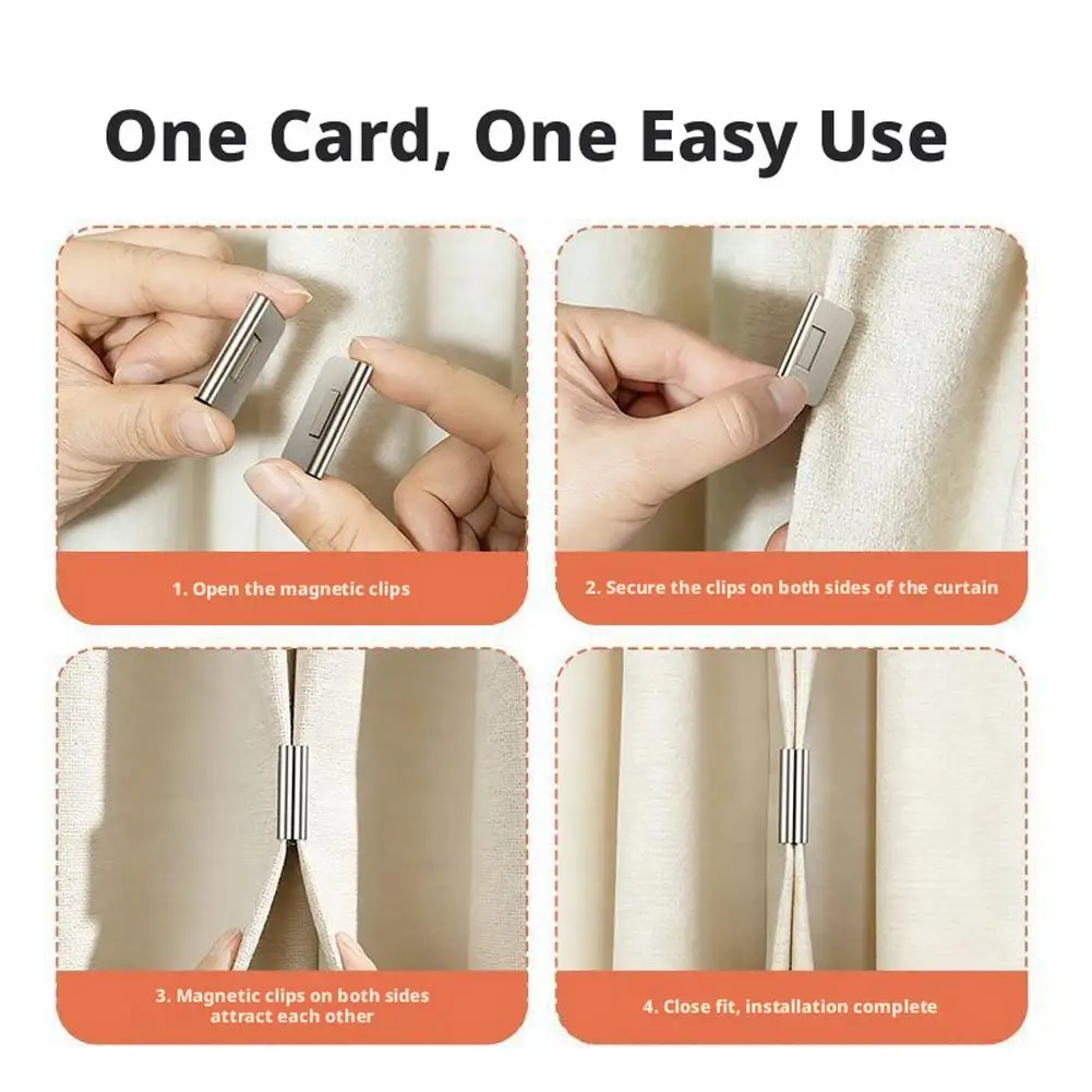 Curtain Magnetic Button Detachable Curtain Fix Fastener Clip Prevent Light Adjustment Window Screen Close Magnet Buckle