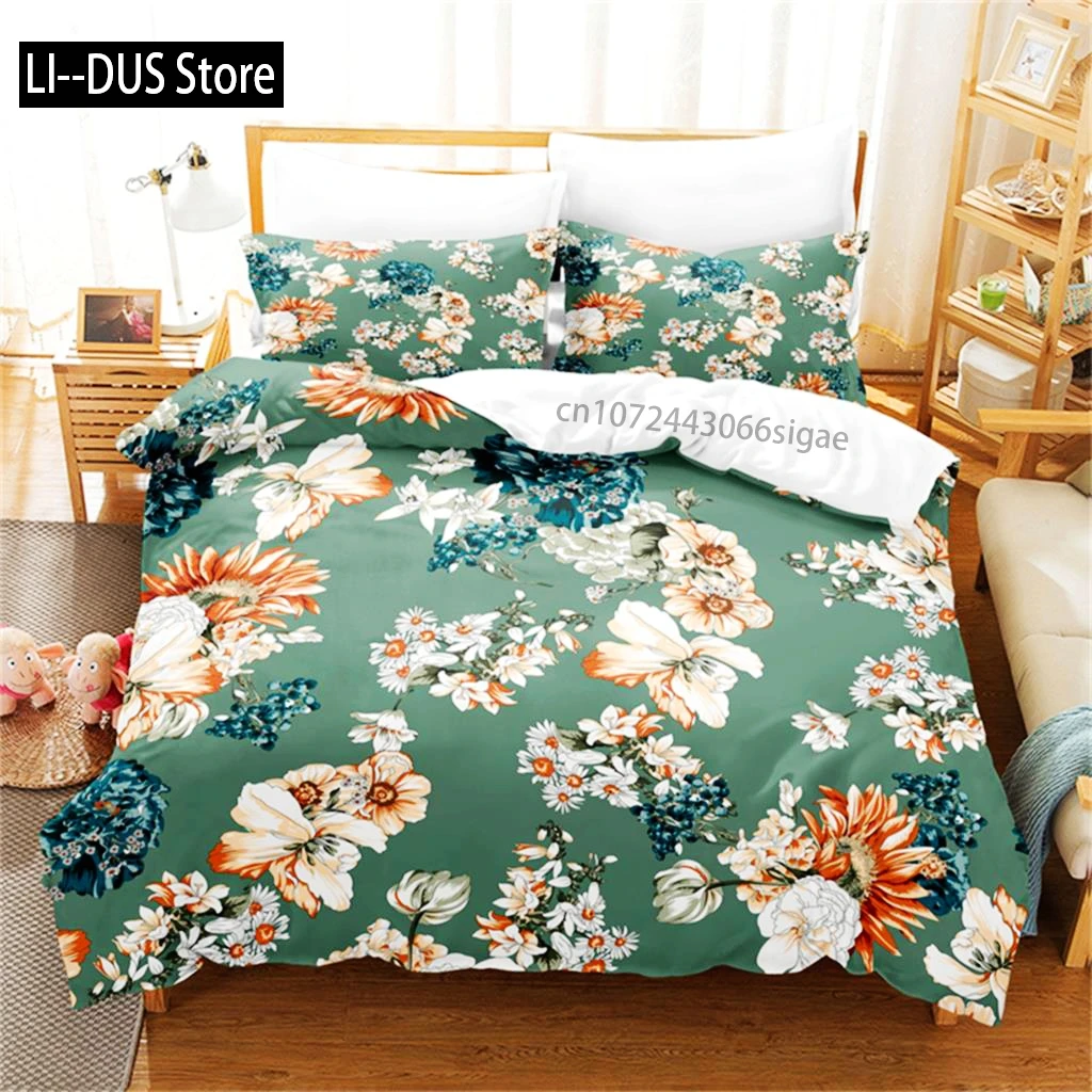 

Duvet Cover Romantic Flowers Rose Single King Bedding Set Microfiber Botanical Flower Comforter Cover For Valentine's Day Gift