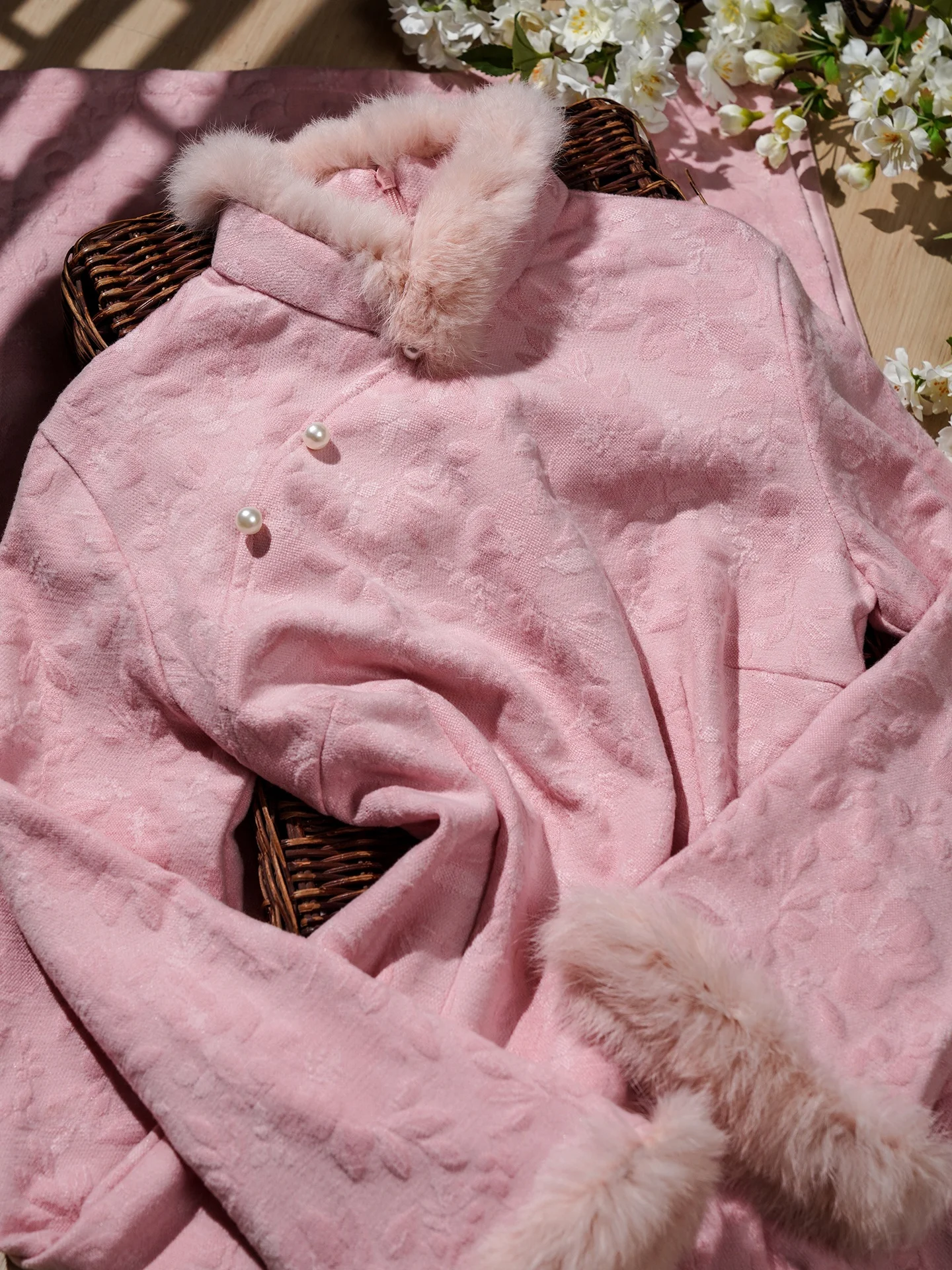 

Новое китайское длинное платье-ципао Dr Pink Large Sve, женское, теплое, нежное, универсальное, маленького размера, с цветочным узором, для повседневной носки