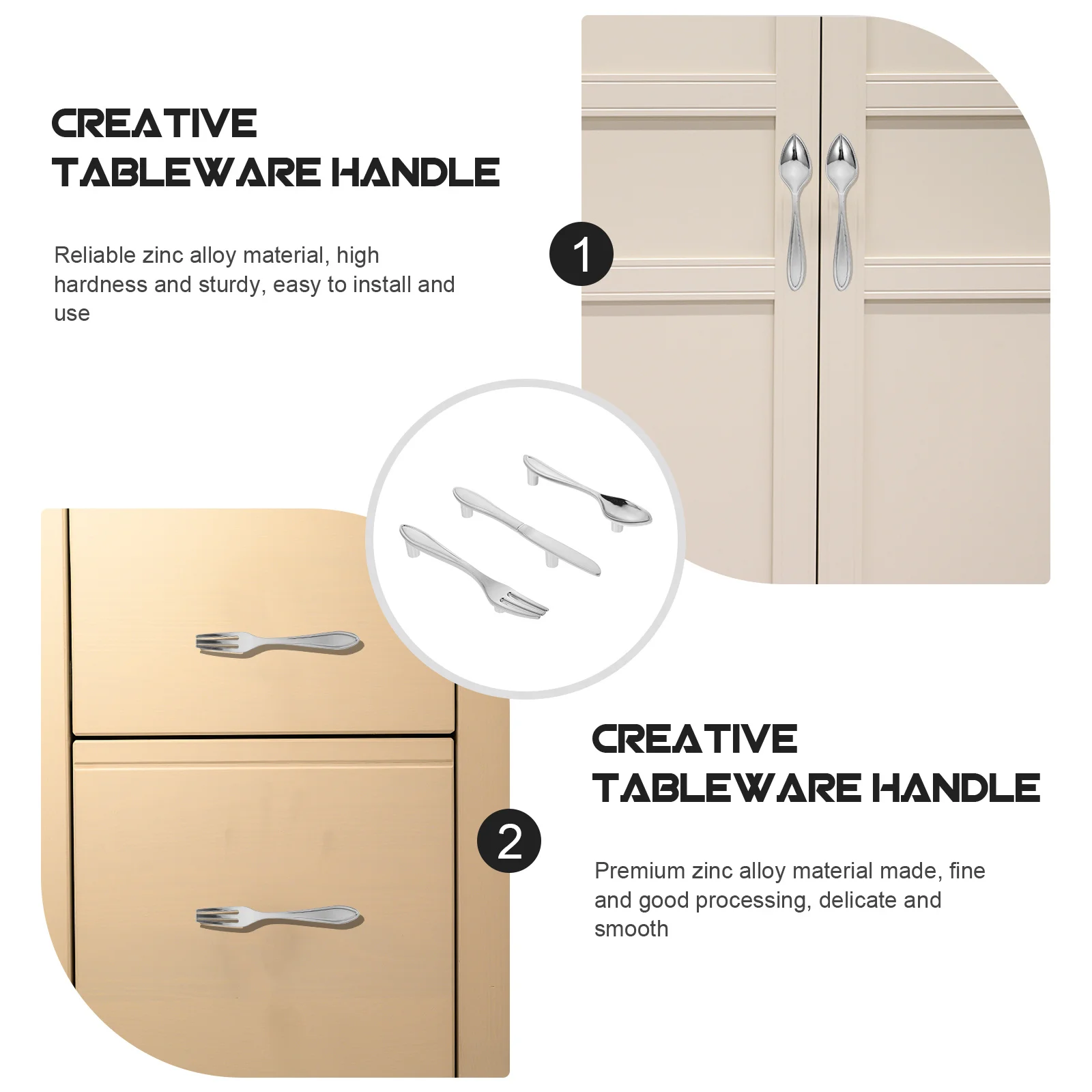 

3Pcs Cabinet Door Handles Creative Furniture Knobs Premium Zinc Alloy Decorative Door Pull Modern Wardrobe Handle Silver