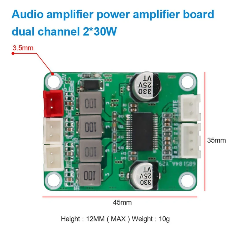 B63B-2X TPA3118D2 เครื่องขยายเสียงดิจิตอลสเตอริโอ 30W และ 30W 2.0 ช่องเครื่องขยายเสียงโมดูล DC 12-24V เครื่องขยายเสียงโมดูล