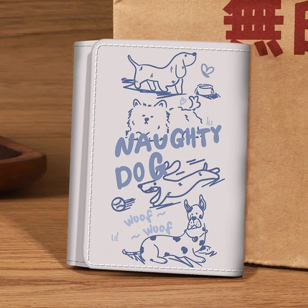 High Quality Money Clip Women Short Wallet Cute Cartoon Triple Fold Leather Purse Multiple Card Positions Women Clutch