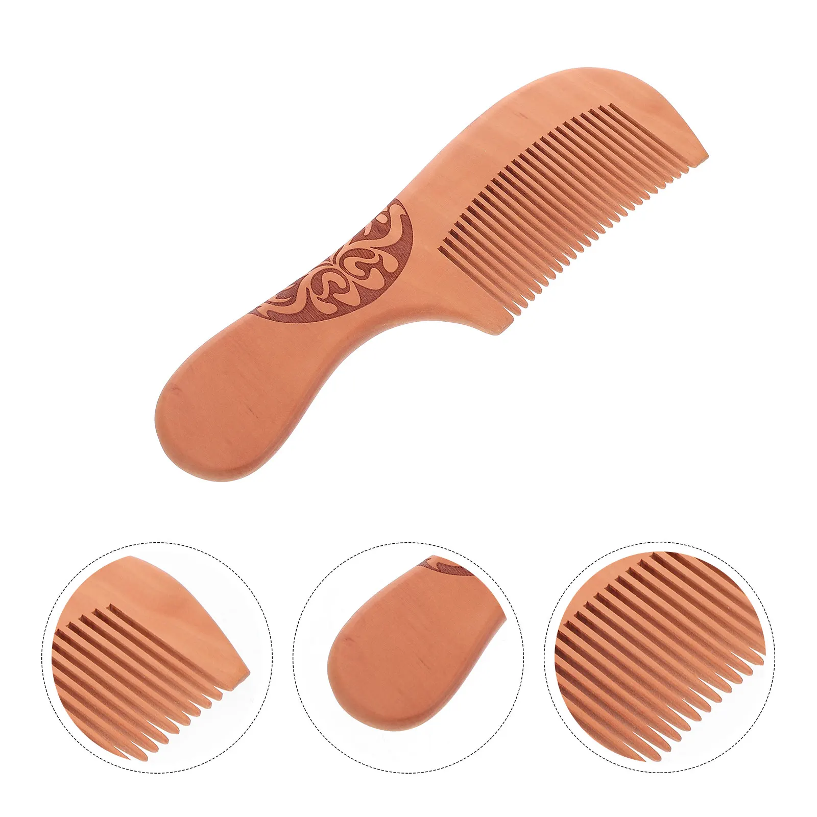 

Long Handle Wooden Natural Portable Detangling Anti-Static Wide Tooth Beard For Men Women Curly Hair Travel Durable Lightweight