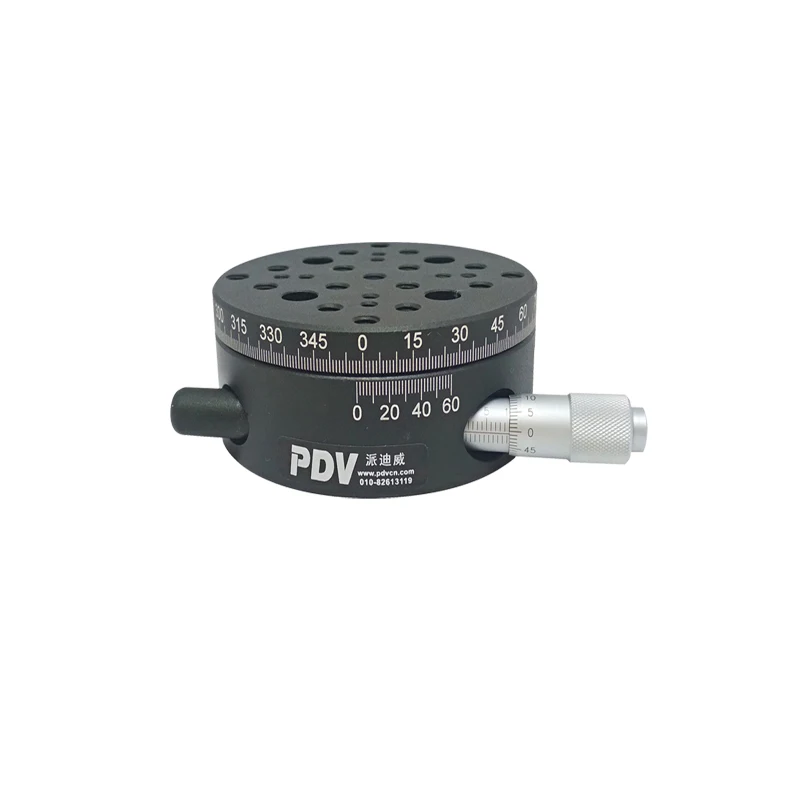 Precision Manual Rotation Stage Coarse 360 Fine 10 Rotation 5Kg Load Capacity 82mm Diameter Hard Aluminium