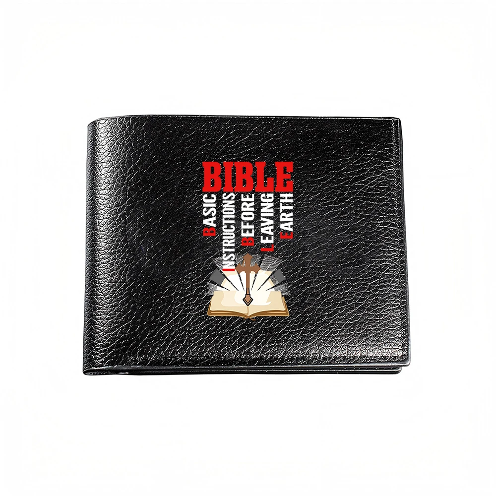 Bible Basic Instructions Before Leaving Earth Men's Wallet Card Holder Fashion Print Casual Business Style