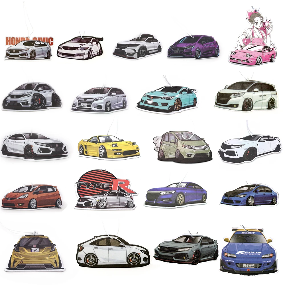 JDM Style Car Air Freshener Hanging Auto Rearview Mirror Perfume Pendant Solid Paper For Honda Fit GK5 8th/10th Gen Type R NSX