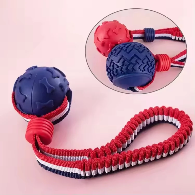 Dog Toy Ball With Elastic Rope Bite-Resistant Teeth Grinding Interactive Training Pet Toy