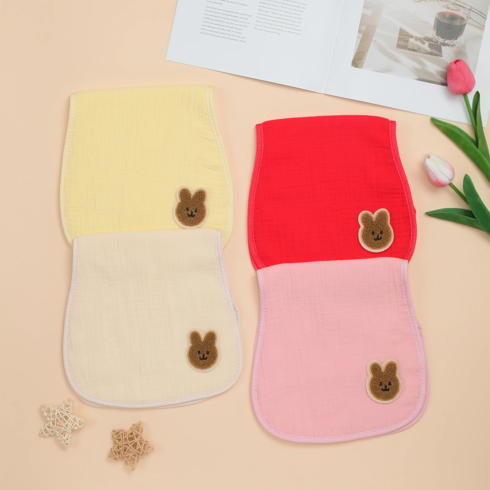 

Baby Burp Cloth Set of 4, Ultra Soft Absorbent Thick Cotton Burping Cloths for Unisex Newborn Babies, Neutral Milk Spit Up Rags