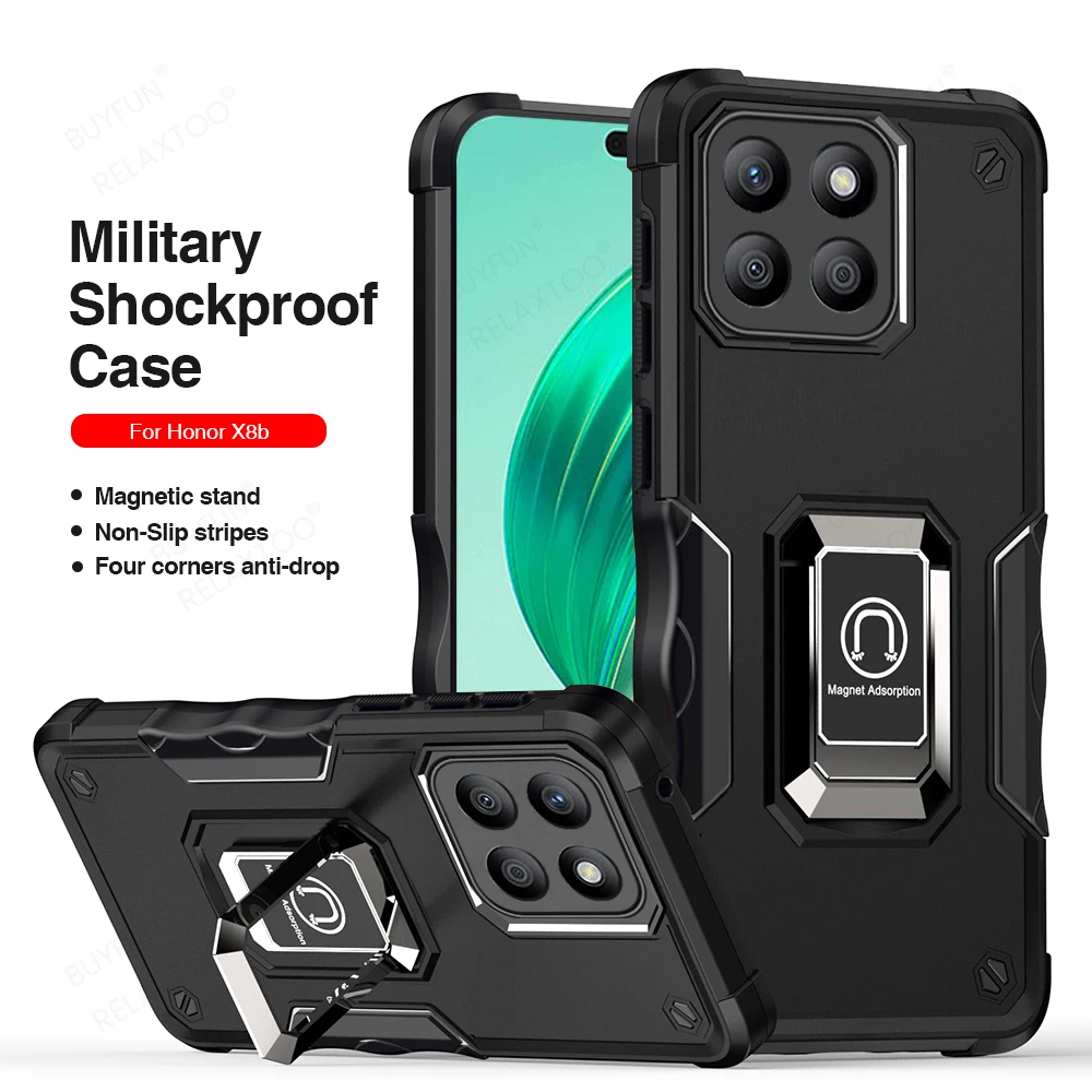 Hard Shockproof Armor Cover For Honor X8b X 8b HonorX8b 4G 6.7inches Soft Tpu Camera Lens Holder Ring Protecion Case Fundas