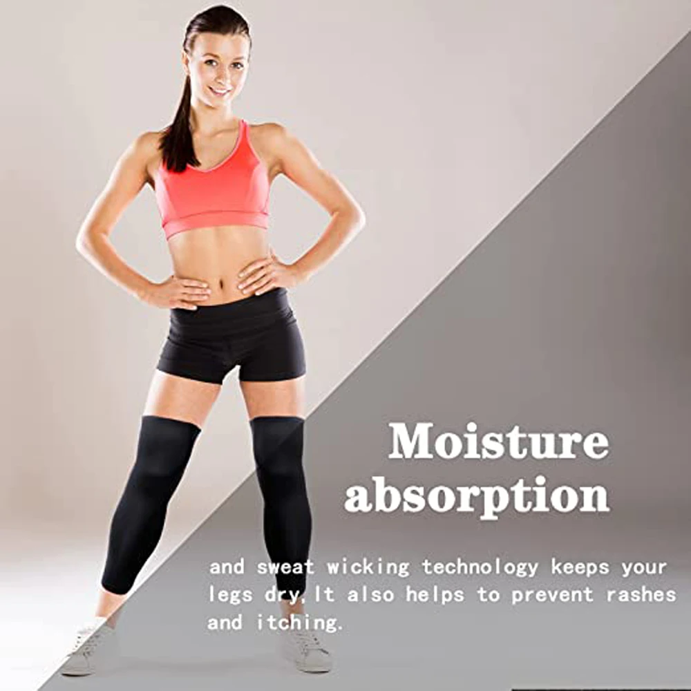 1 adet uzun bacak kollu sıkıştırma bacak tam uzun diz kollu elastik spor uzun erkekler kadınlar için koşu basketbol futbol