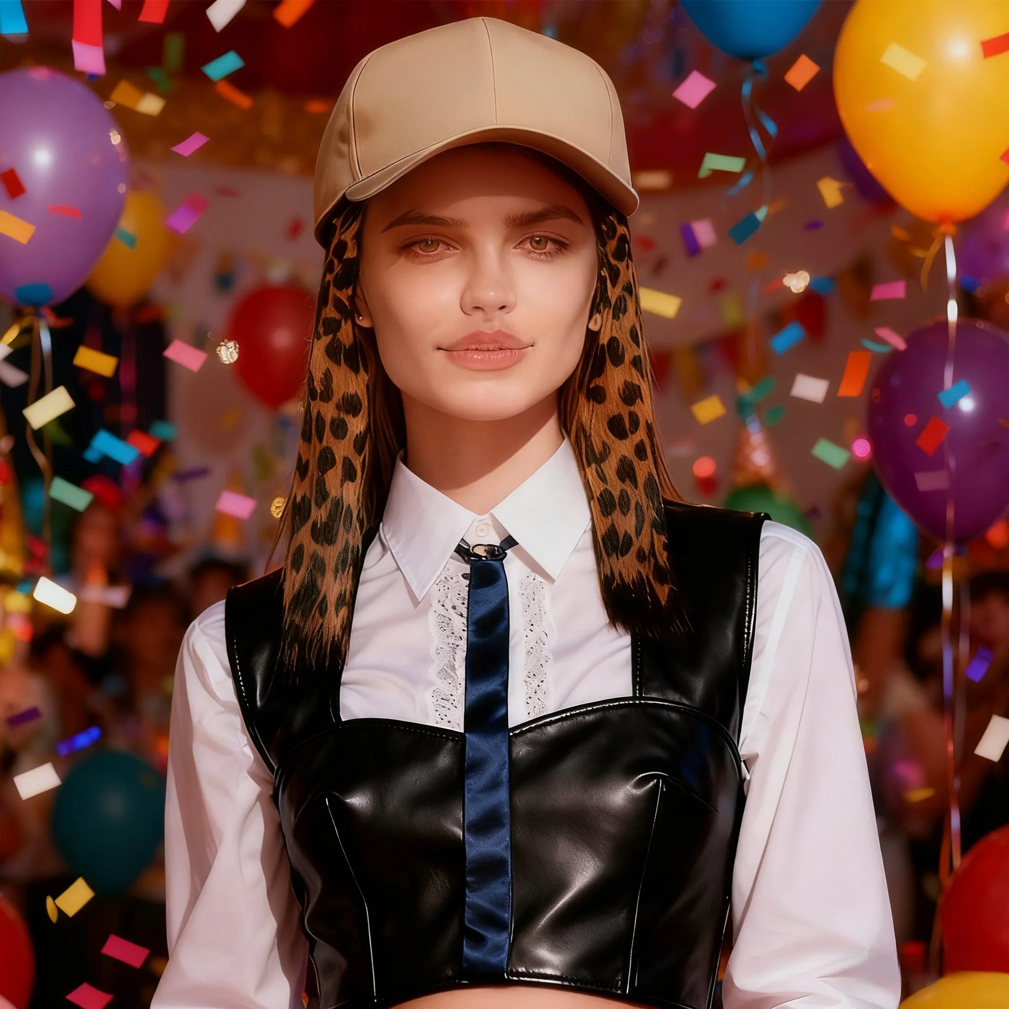 

Animal Print Synthetic Wig Hat with Khaki Baseball Cap & Gradient Leopard Hair - Savage Style for Trendy Outfits & Theme Parties