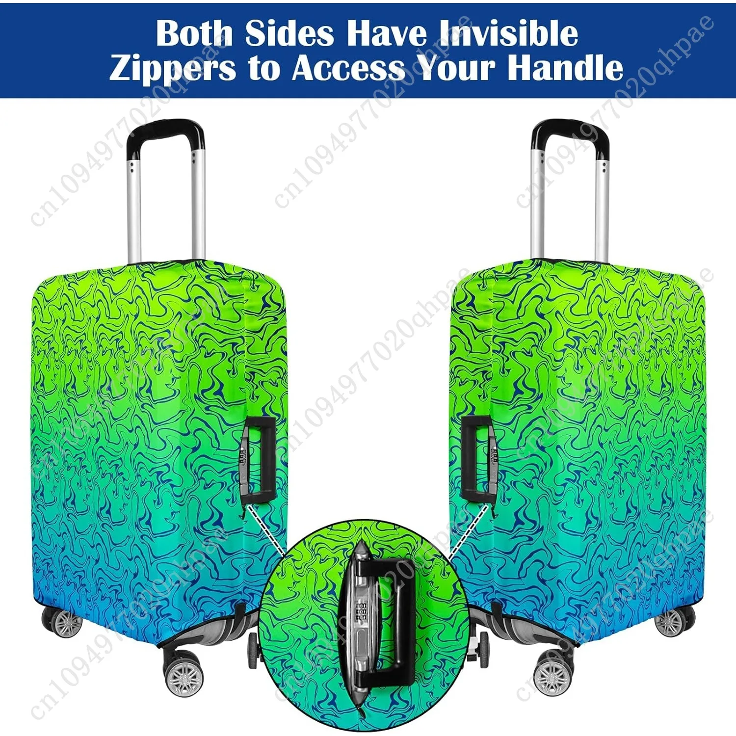 أغطية الأمتعة لحقيبة السفر المرنة، أغطية حماية الأمتعة المضادة للخدش، تناسب مقاس 18-20 بوصة باللون الأخضر