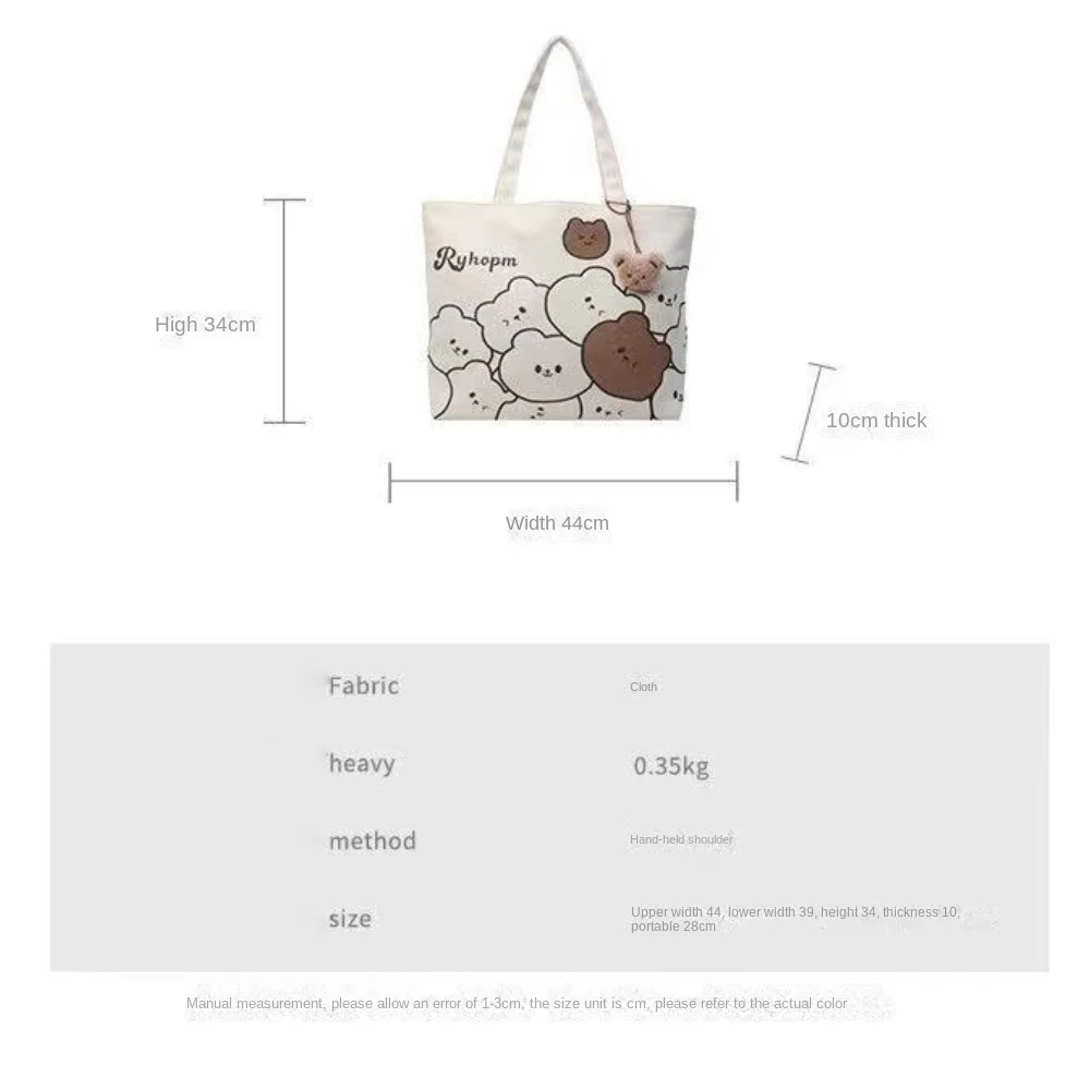 2024 Large Capacity Canvas Bag Trendy Casual Shoulder Bag Reusable Portable Handbag Party image 6