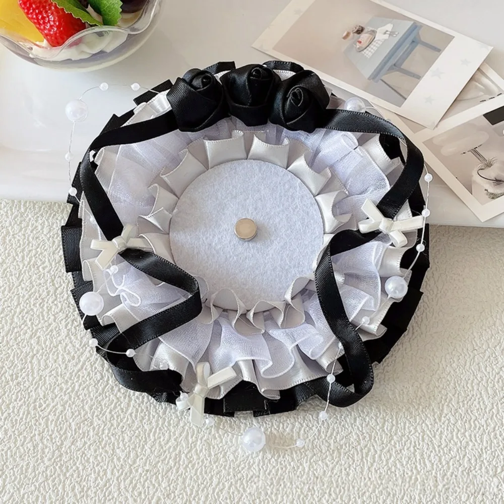 Cute Lace Magnetic Anime Badge Holder Candy Rose Pins Display Base Heart Bow Ornate Ribbon Badge Flower Badge Display