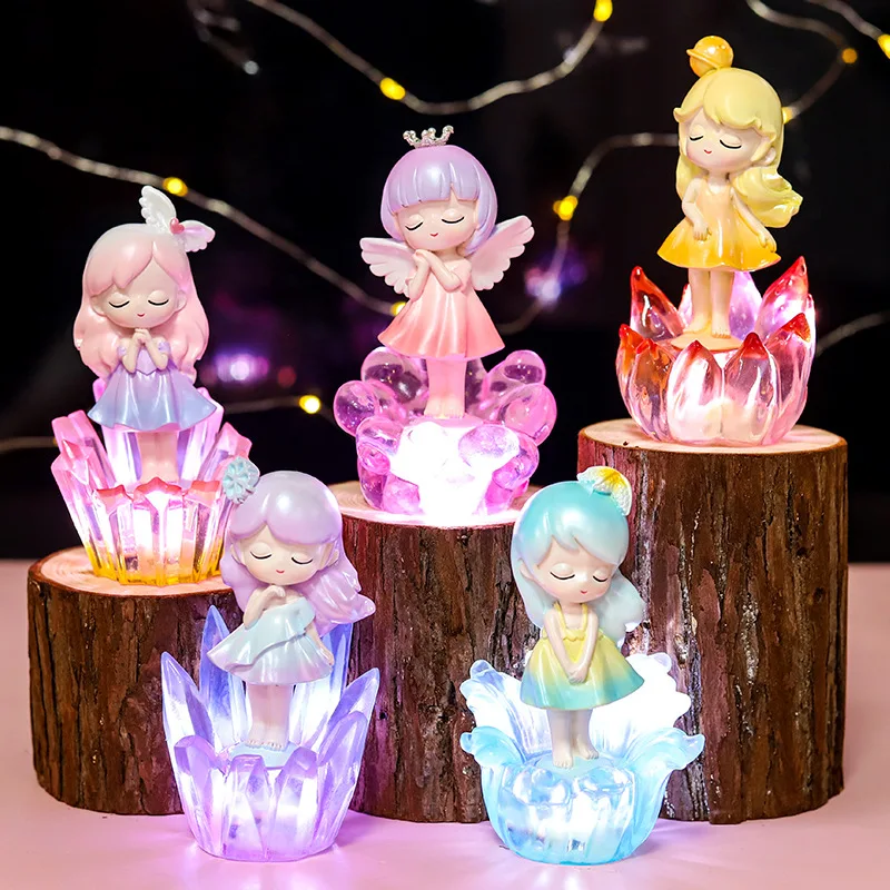 Original sonho de fadas com lâmpada série elf caixa cega brinquedos bonito anime personagem mão lidar com estilo caixa mistério kawaii presentes da menina