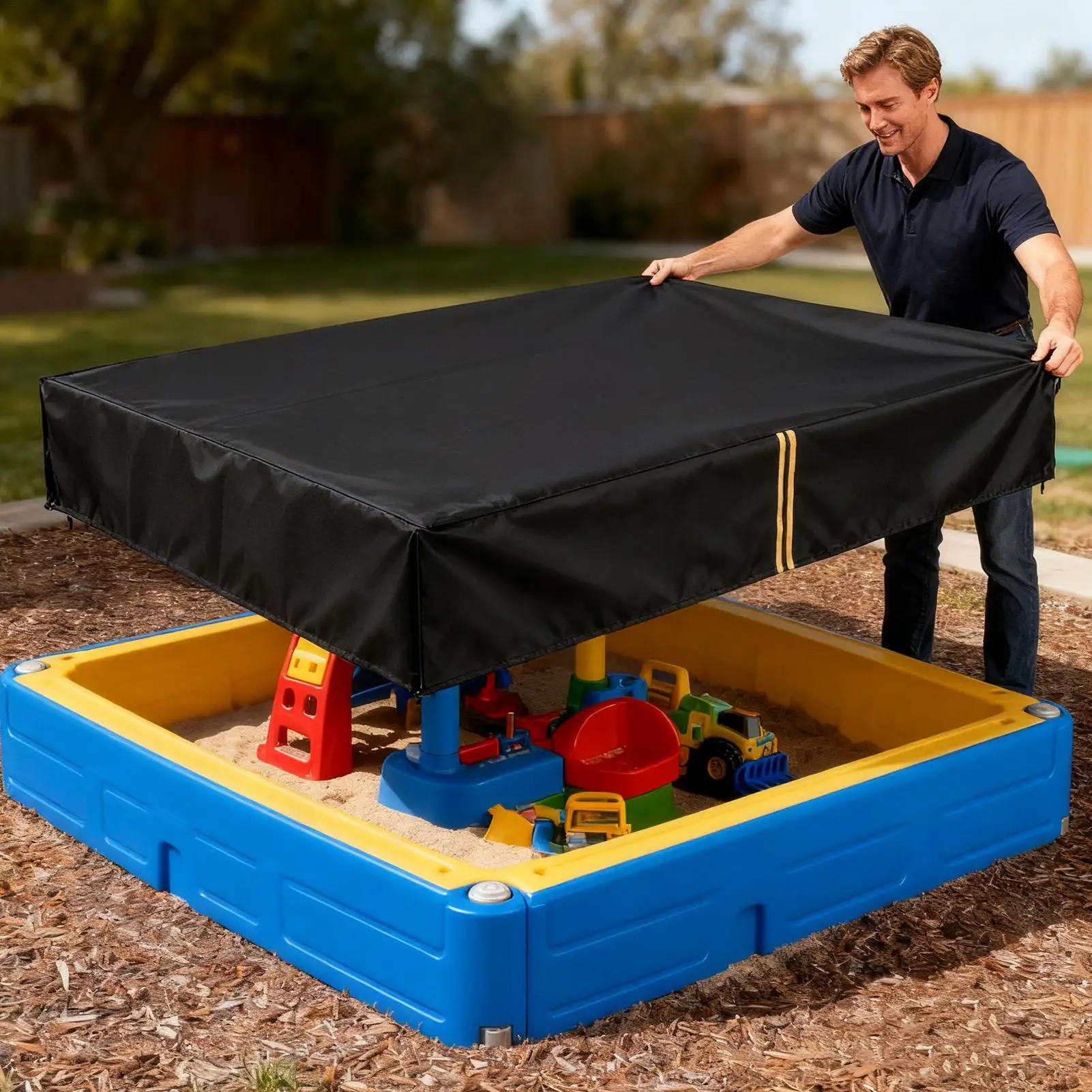 

Крышка для песочной ямы 210D ткань Оксфорд водонепроницаемый защитный навес для ямы открытый садовый чехол для песочницы для патио, заднего двора, сада