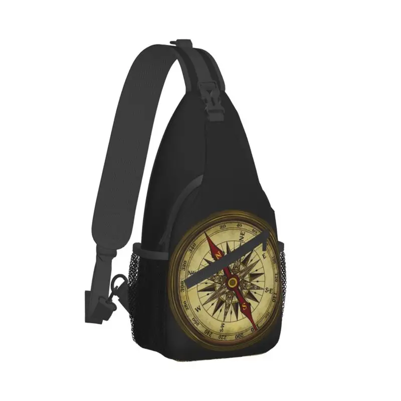 Direction Compass Sling Crossbody Chest Bag Men Fashion Nautical Shoulder Backpack for Traveling