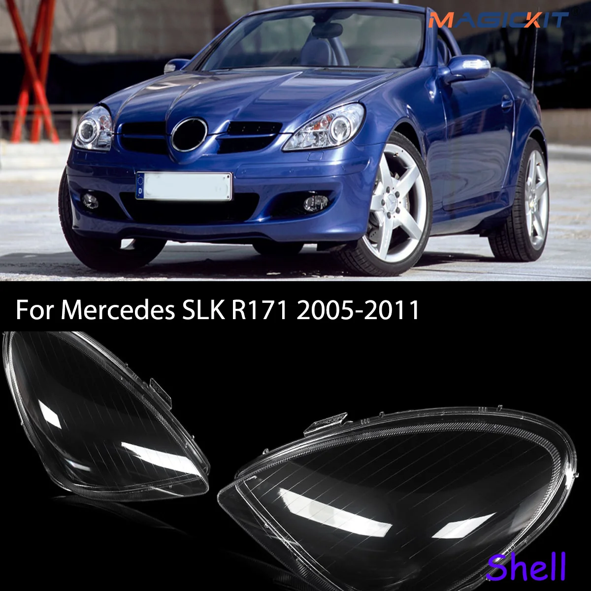 

MAGICKIT 2Pcs For Mercedes-Benz R171 SLK 2005-2011 LH &RH Headlight Lens Cover Headlamp Lens Cover Clear US CAR Accessories