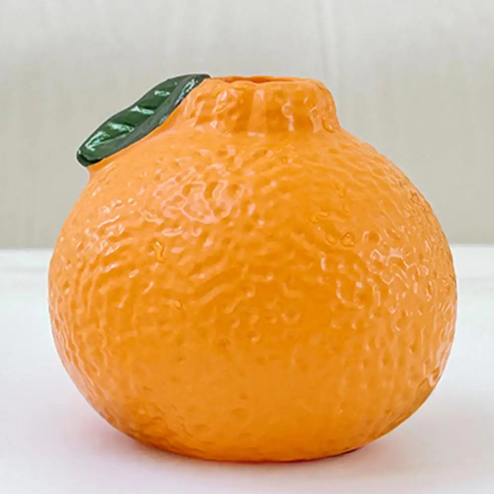 Modern Flower Container Orange Vase Orange Shaped Vase Decorative Hydroponics Planter Small Orange Fruit Design Pot for Home