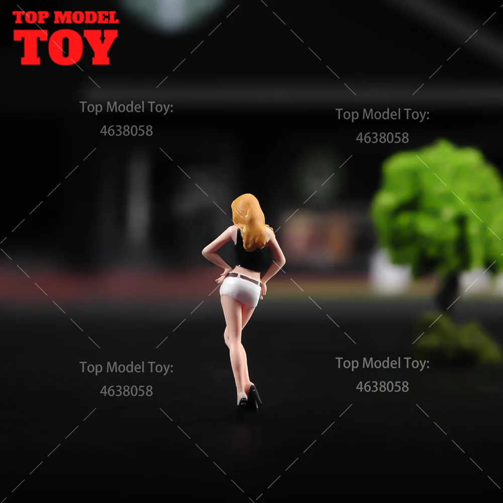 Painted Miniatures 1/64 1/43 1/87 Long Hair Beauty Fashion Girl Female Scene Props Figures Model Unpainted For Cars Vehicle Toy