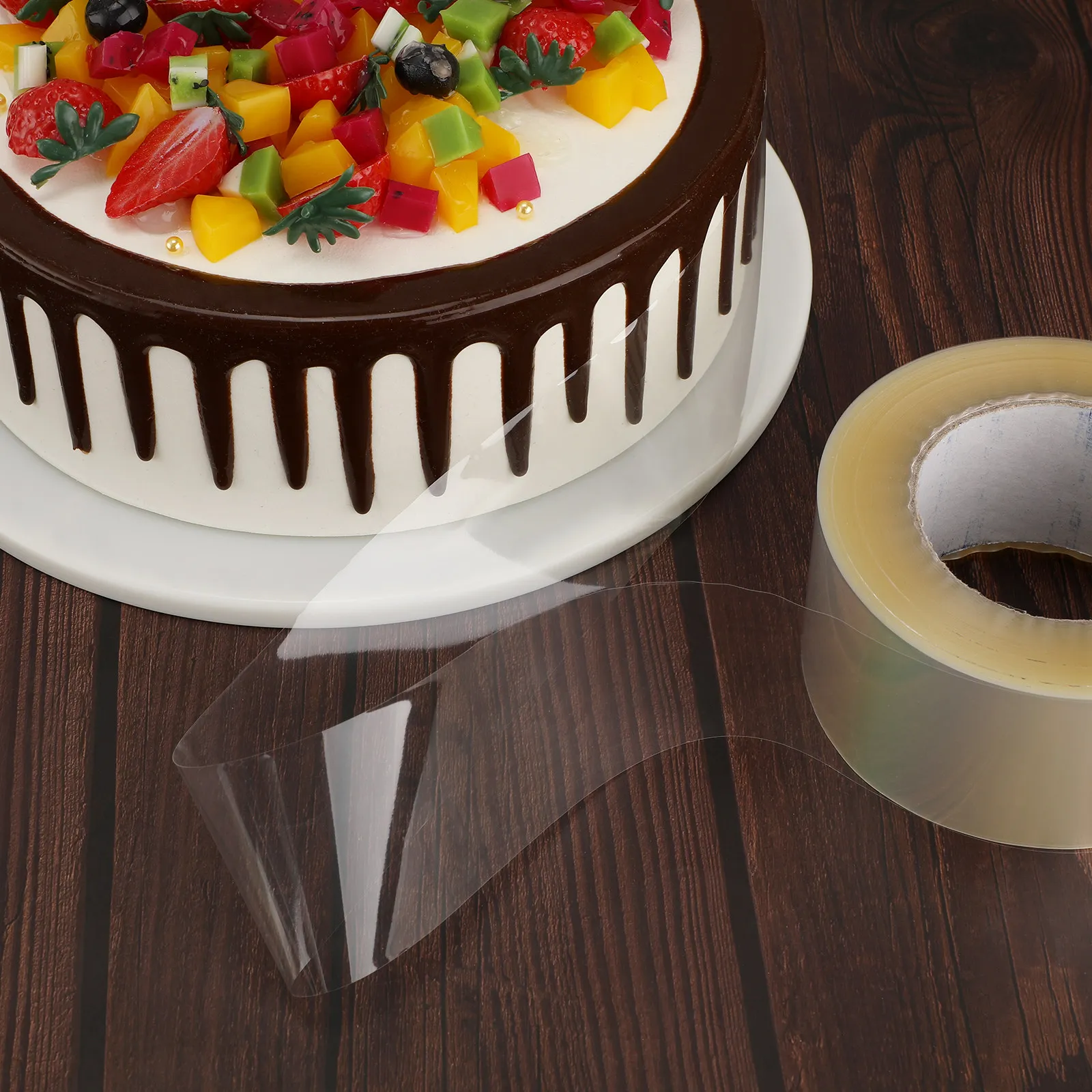 210x6cm Food Grade Clear Acetate Roll for Cake Decorating Mousse Collar Chocolate Dessert Baking Tool Wedding Birthday Event