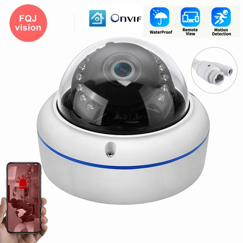 8MP IP Security Fisheye Mini Dome Camera 4K Indoor Outdoor Wide Angle ONVIF Network POE Infrared Camera Motion Detection XMeye