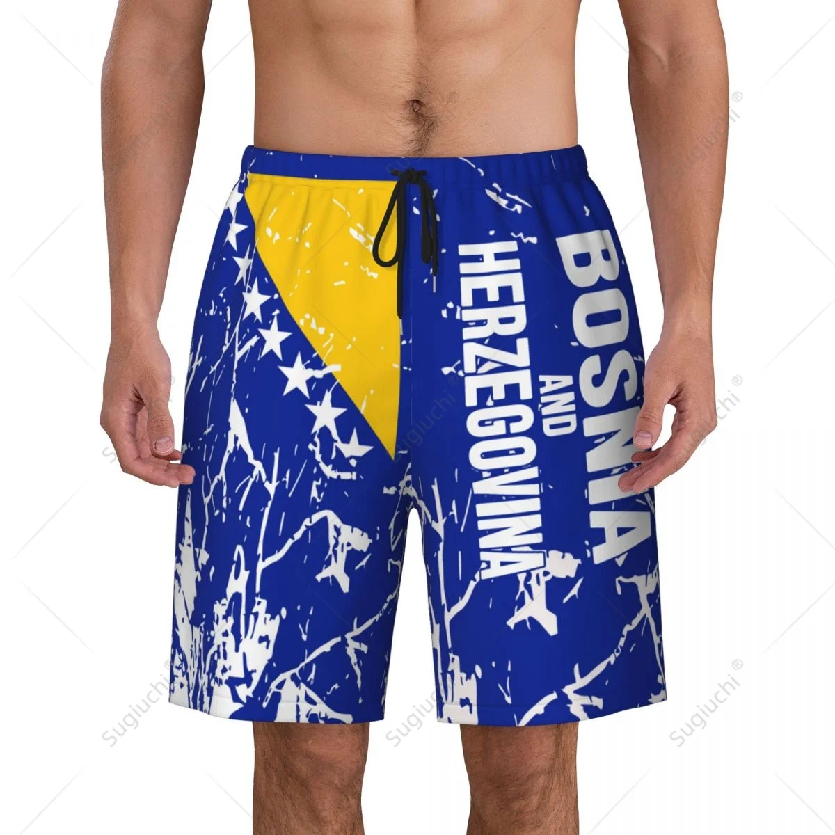 Men's Bosnia And Herzegovina Flag Beach Pants Board Shorts Surfing Boys Soccer Cycling Swimwear Running Polyester