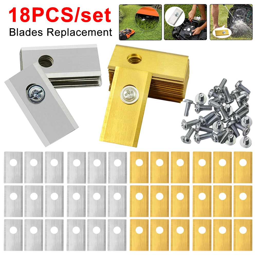 

18Pcs Robot Mower Replacement Blade Stainless Steel Single Hole Lawn Mower Blade Blade Screws Kit for Worx Landroid Lawn Mowers