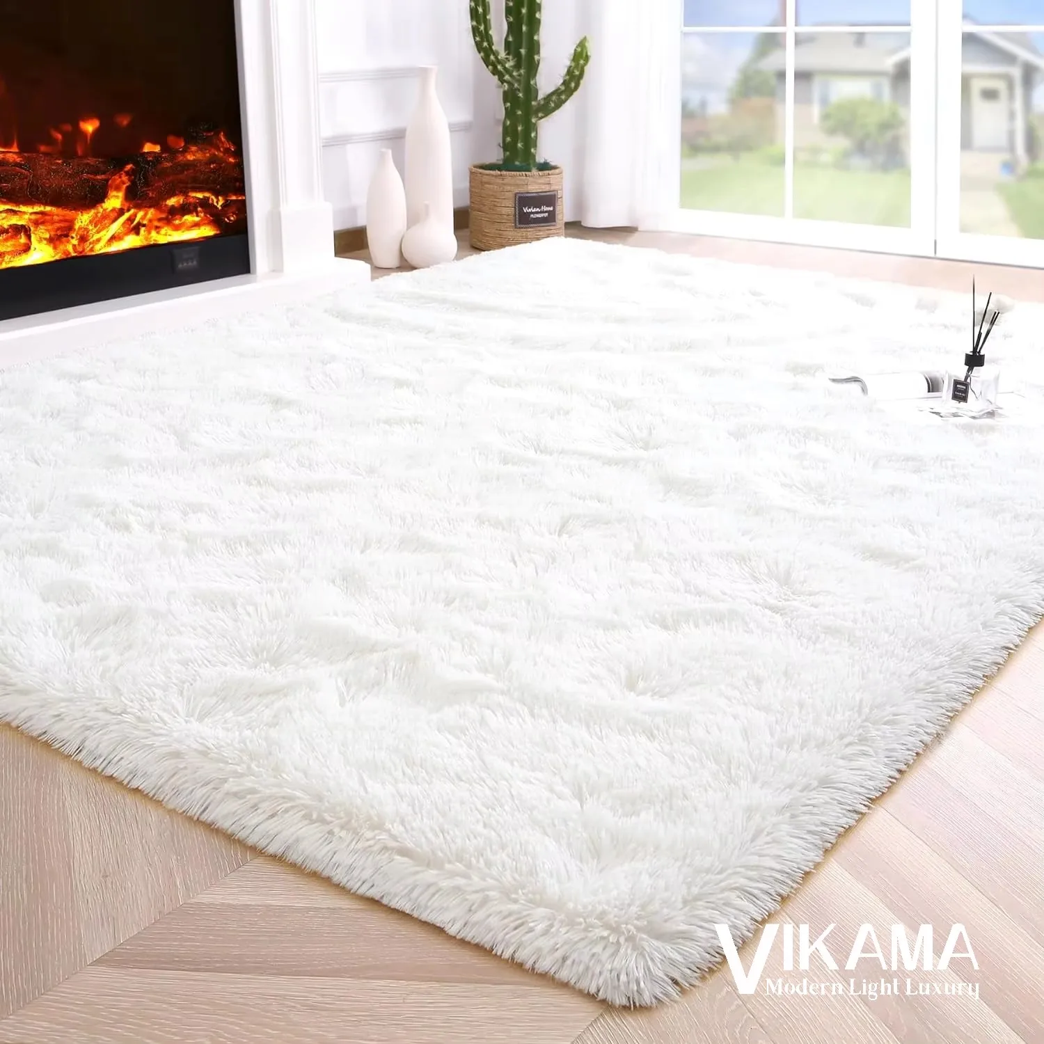 VIKAMA tie dye gradient color minimalism plush soft girl bedroom light luxury carpet fluffy living room children's floor mat