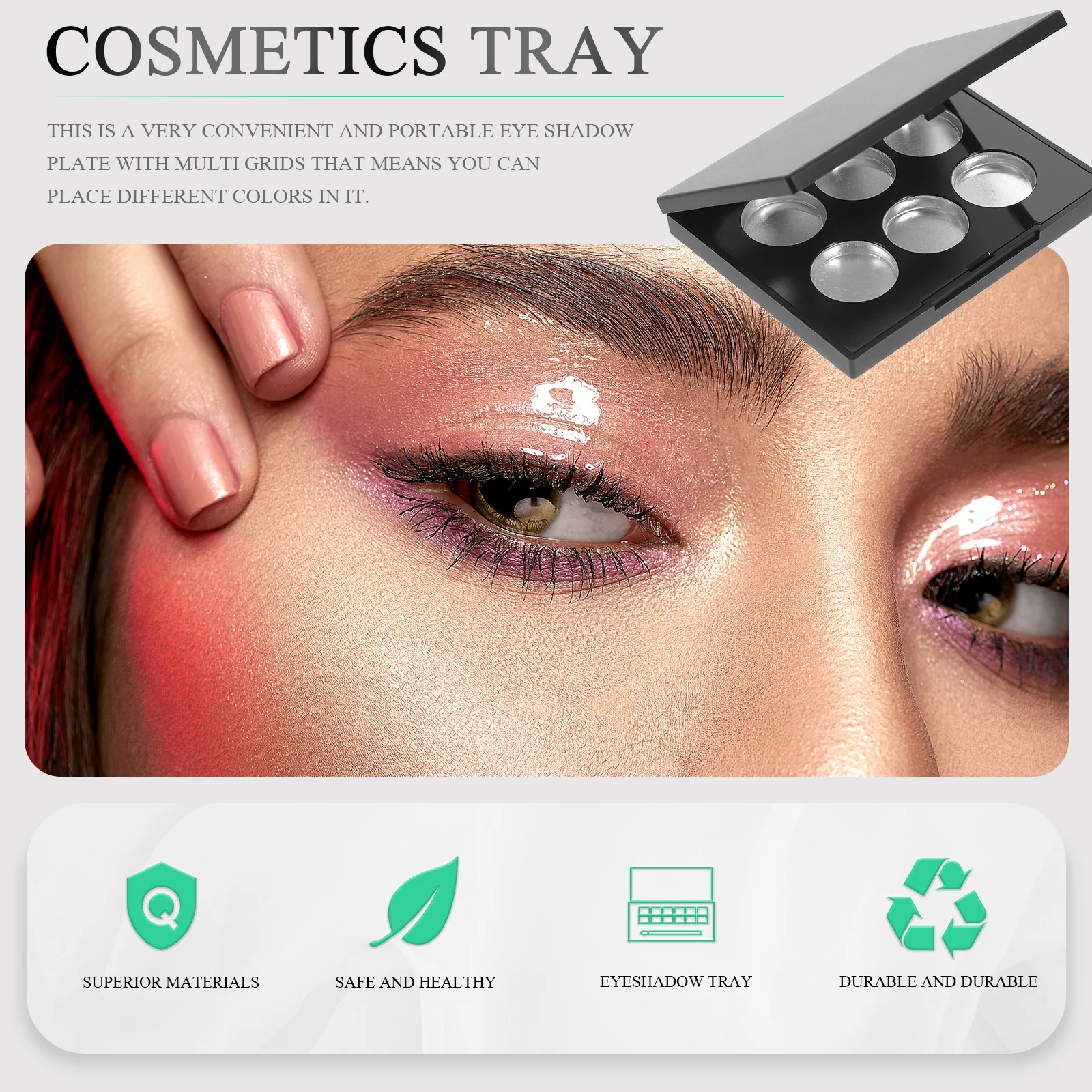 1Set Eyeshadow Holder Durable Wear Resistant Makeup Case Compact Refillable Organizer DIY Travel Blush Storage Box