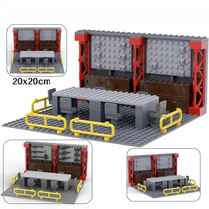 

Military Supply Depot Weapons Rack Display Stand Building Blocks Set Compatible with Soldiers Figures Guns Armory Scene Bricks