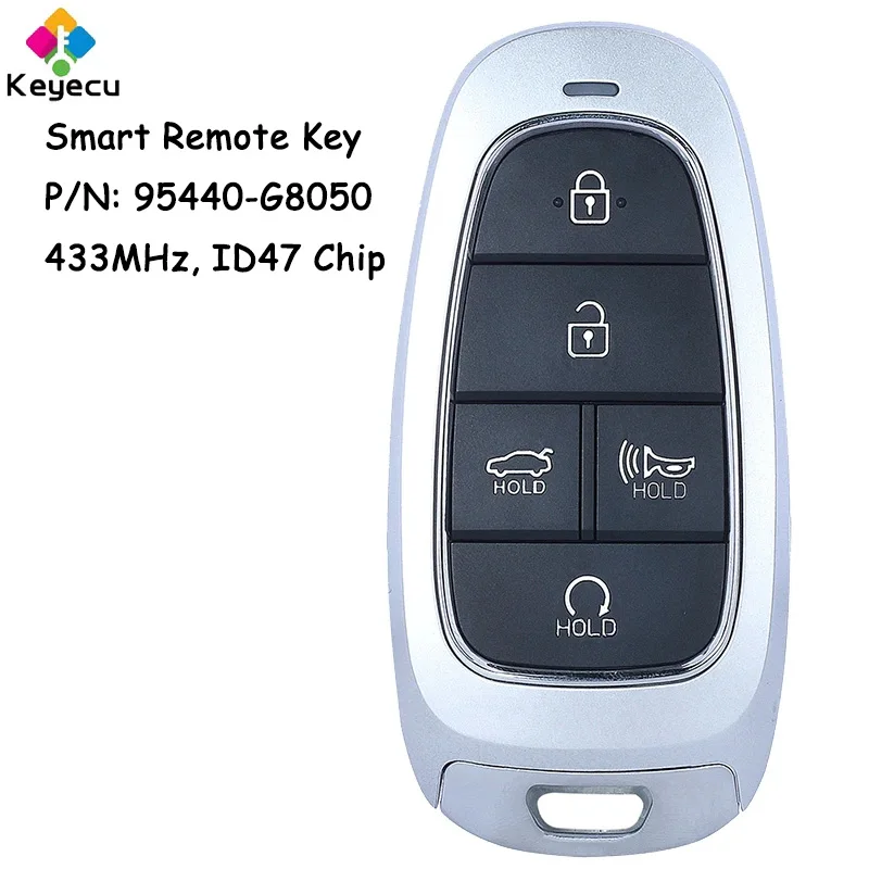 

KEYECU Smart Remote Control Key With 5 Buttons 433MHz ID47 Chip for Hyundai Grandeur 2021 2022 2023 Fob 95440-G8050 TQ8-FOB-4F27