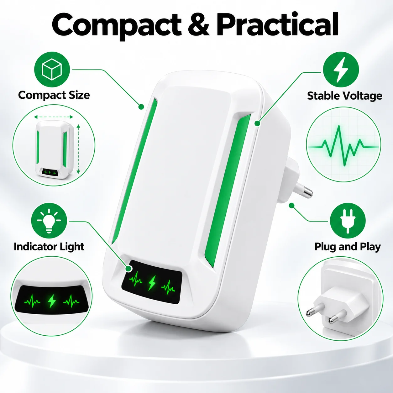 Home Energy Saver Plug-in Power Saving Box Voltage Stabilizer Electricity Saving Device EU US UK Plug for Home Bedroom Office