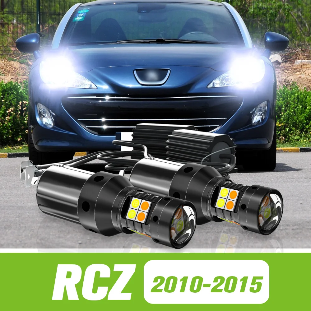 2pcs For Peugeot RCZ 2010-2015 Dual Mode LED Turn Signal+Daytime Running Light DRL 2011 2012 2013 2014 Accessories