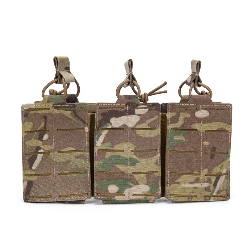 Laser Cut Triple Molle Pouch 5.56mm Mag Triple Molle Pistol M4 Magazine Pouch1000D Nylon MOLLE Accessory Bag Camouflage  Bag