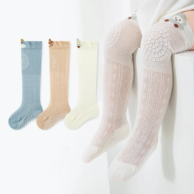 

3Pairs/Set Newborn Knee High Socks Summer Thin Mesh 0-5Y Boys Girls Anti-Slip Knee Slips Protection Socks Kids Floor Home Sock
