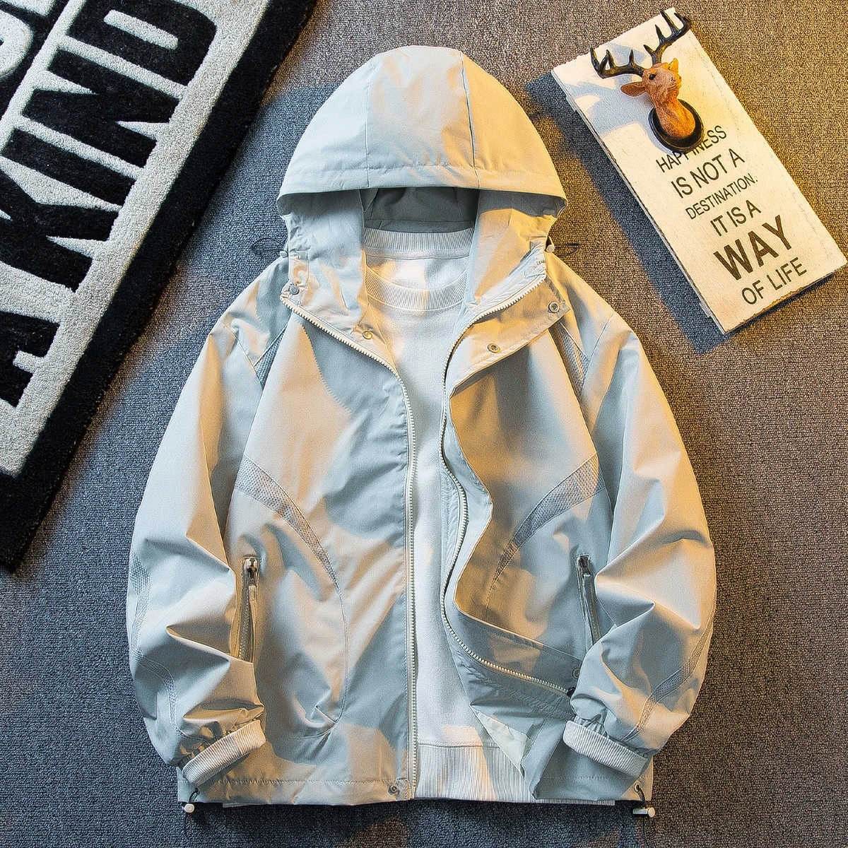 

Мужская куртка, осенняя новая модная водонепроницаемая верхняя одежда с капюшоном и цветными блоками, легкая ветрозащитная куртка для кемпинга и путешествий на открытом воздухе